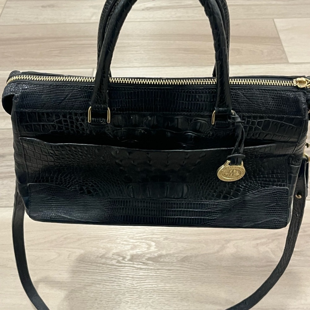 Brahmin Asher Melbourne Medium Black Anywhere Tote Handbag Purse Gold Tone